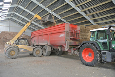 Pruning waste from our own land processed to wood chips